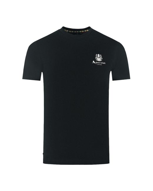 Aquascutum Black London Aldis Brand Logo On Chest T-Shirt for men