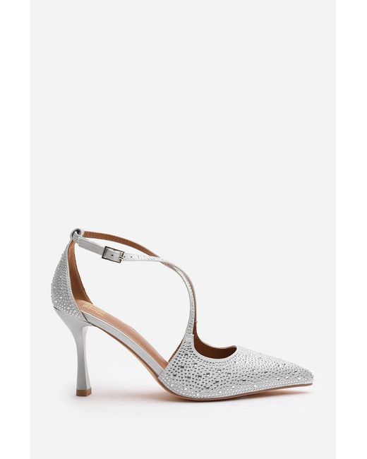 Where's That From Black Wheres 'Kennedy' Strappy Pointed Toe High Heels With Rhinestone Embellishments