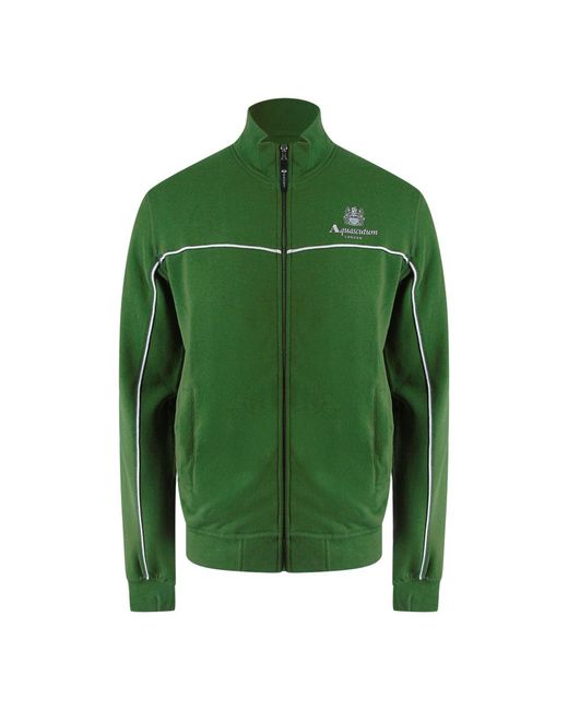 Aquascutum Green Active Piping Mock Neck Army Fleece Cotton for men