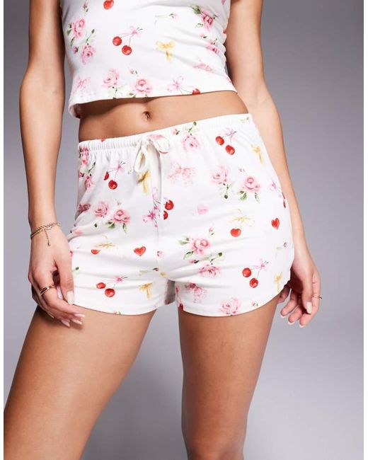 Kaiia Orange Exclusive Cotton Rich Mix & Match Tie Waist Pyjama Shorts Co-Ord