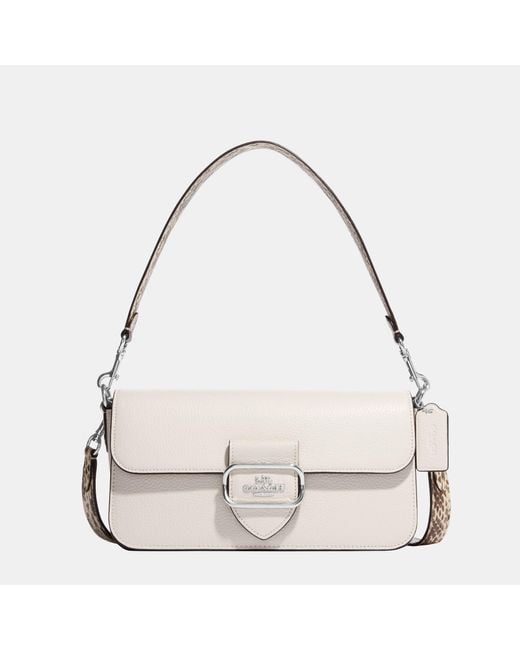 COACH White Snake Embossed Trim Morgan Shoulder Bag