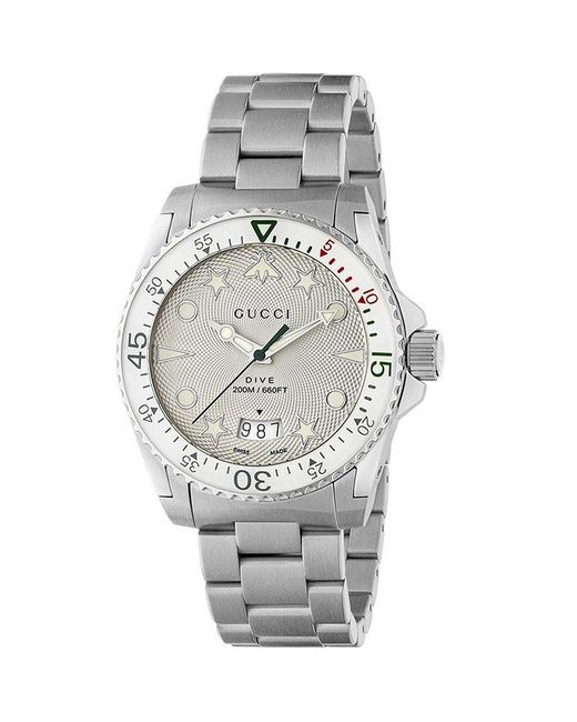 Gucci Metallic Ya136336 Dive Stainless Steel Watch