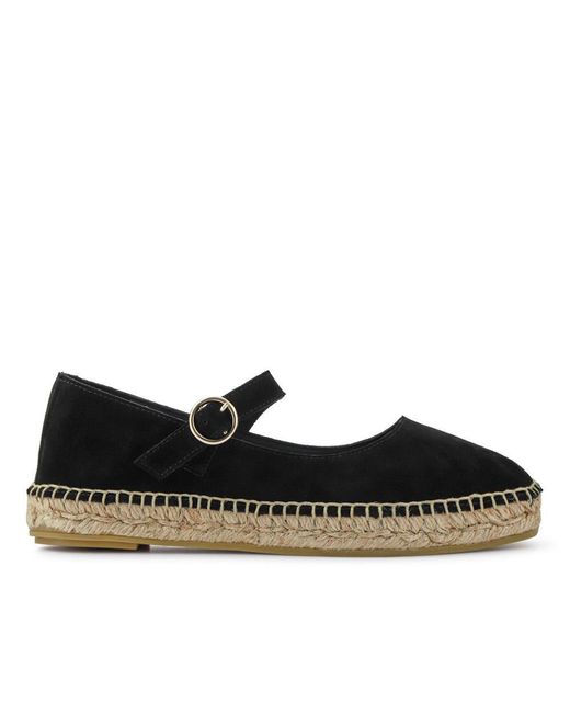 Jones Bootmaker Black Yvonne Leather Mary Jane Espadrilles