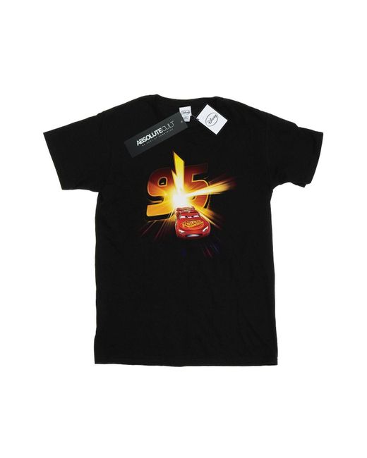 Disney Black Cars Lightning Mcqueen Burst T-Shirt Cotton for men