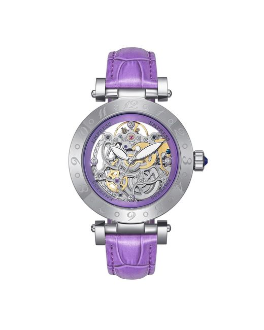 Empress Purple Theodora Automatic Leather-Band Watch