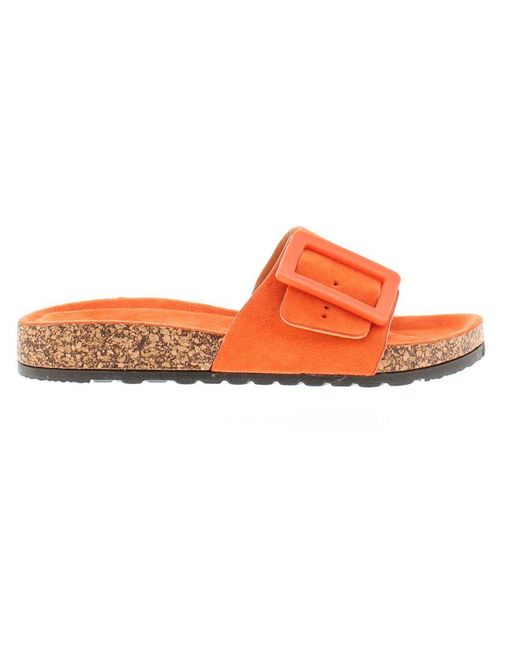 Platino Orange Flat Sandals Mules Blink Slip On Micro Fibre