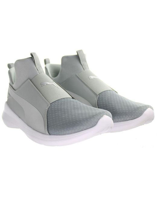 PUMA Gray Rebel Mid Quarry Trainers