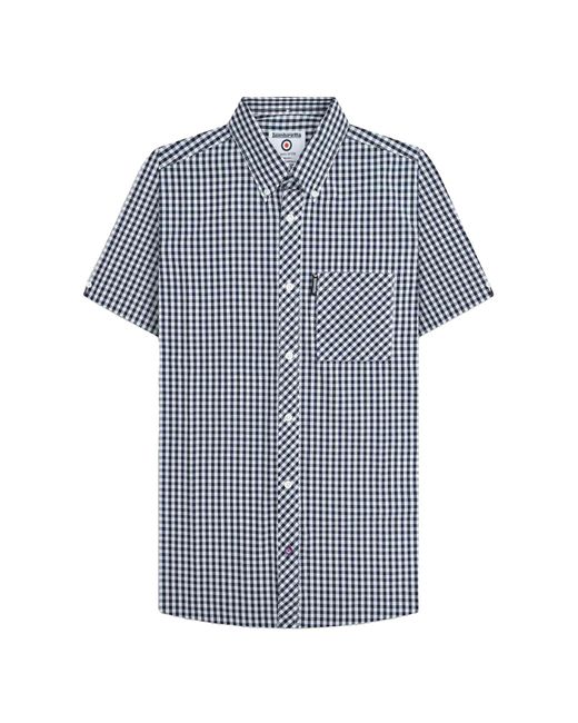 Lambretta Blue Ss25 Gingham Shirt Cotton for men
