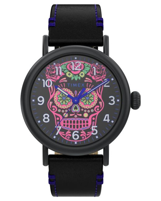Timex Black Waterbury Standard Dia De Los Muertos Watch Tw2V67600 Leather (Archived) for men