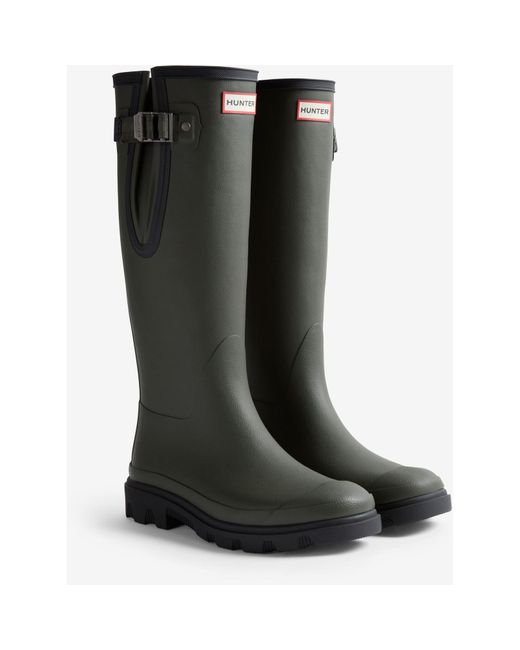 Hunter Downpour Adjustable Boot Rubberen Dames Regenlaarzen Donker Olijf/zwart in het Black