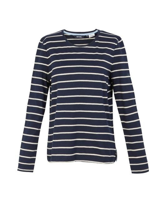 Regatta Blue Ladies Federica Ii Stripe Long-Sleeved T-Shirt /Light Vanilla)
