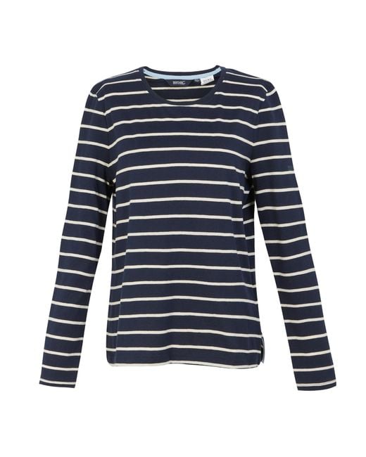 Regatta Federica Ii Stripe T-shirt Met Lange Mouwen (marine / Licht Vanille) in het Blue