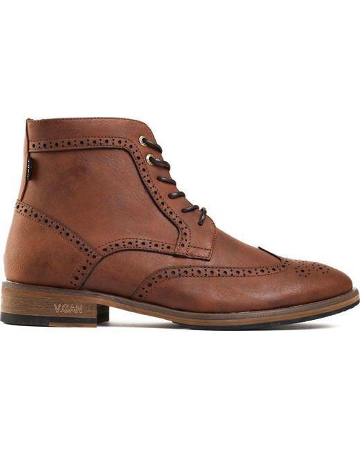 V.Gan Brown Vegan Wheat 2 Brogue Boots for men