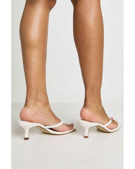 Boohoo Brown Knot Detail Toe Post Heeled Mules