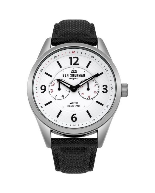 Ben Sherman Metallic Black Leather Watch for men