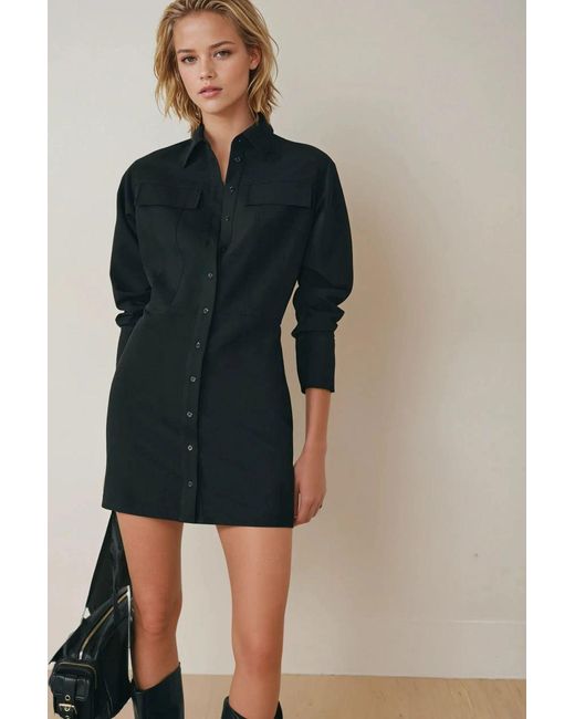 Hiccup Black Mini Shirt Collar Dress