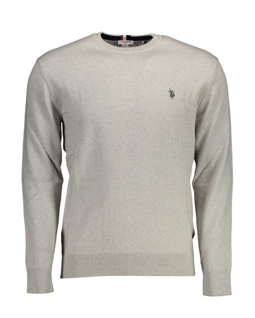 U.S. POLO ASSN. Gray Classic Knit Crewneck Sweater for men