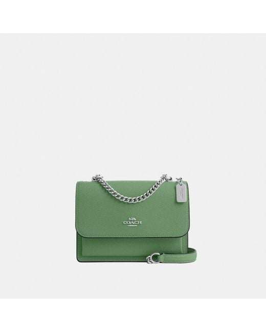 COACH Green Crossgrain Leather Mini Klare Crossbody Bag