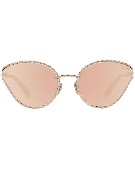 Roberto Cavalli White Mirrored Oval Sunglasses