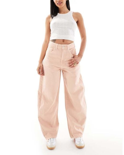 ASOS Orange High Waisted Barrel Leg Jean