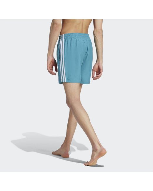 Adidas Originals Blue Adicolor 3-Stripes Swim Shorts for men