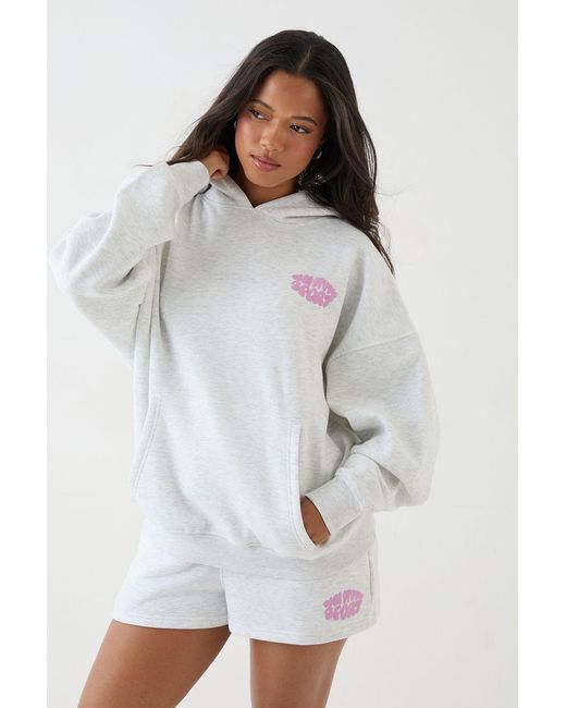DSGN Studio White Sport Bubble Slogan Oversized Hoodie