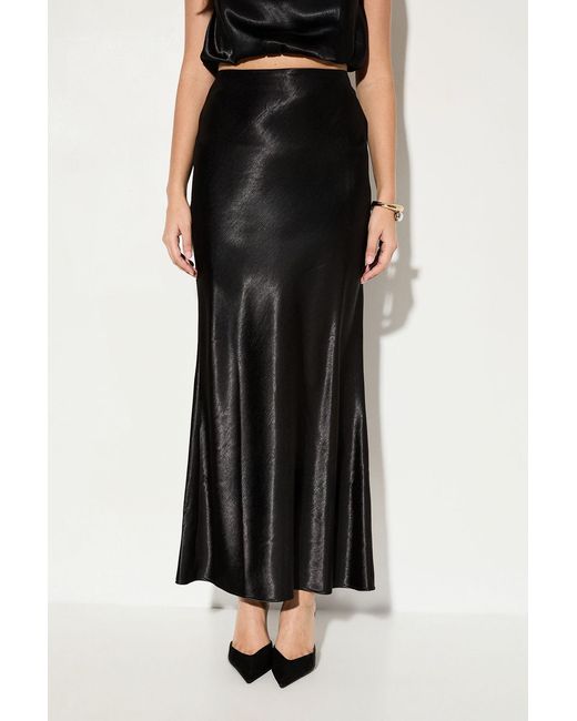 MissPap Black Premium Satin Bias Puddle Skirt Co-Ord