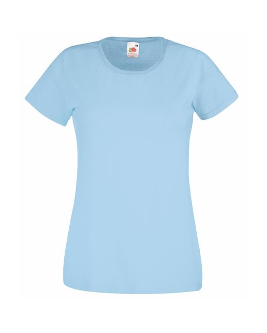 Fruit Of The Loom Blue Ladies/ Lady-Fit Valueweight Short Sleeve T-Shirt (Pack Of 5) (Sky) Cotton