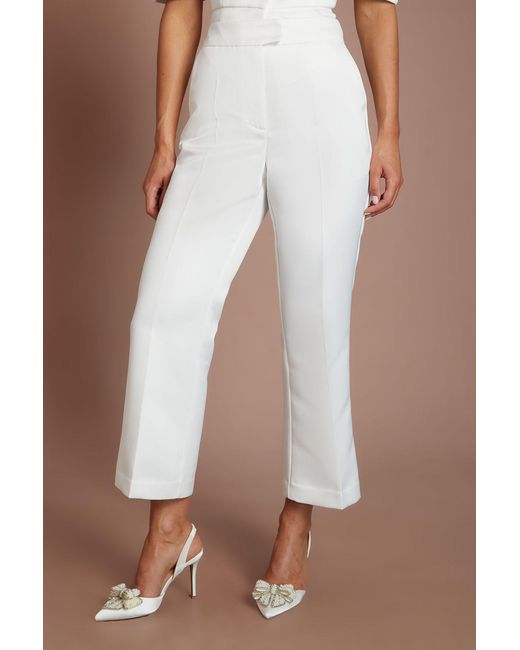 Oasis Brown Hen Matte Satin Tailored Trouser