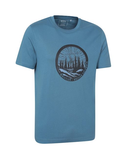 Mountain Warehouse Blue Regional Whistler Graphic T-Shirt Breathable Casual Everyday Tee Cotton for men