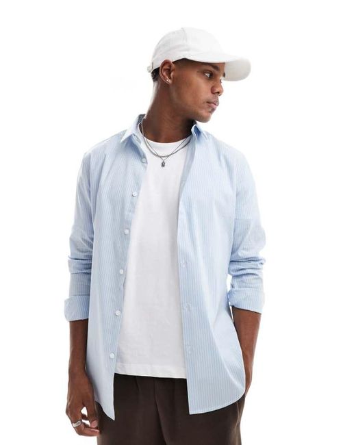 ASOS White Skinny Shirt With Square Collar for men