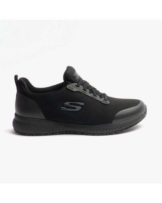 Skechers Black Squad Sr Ladies Wide Fit Occupational Trainers Textile