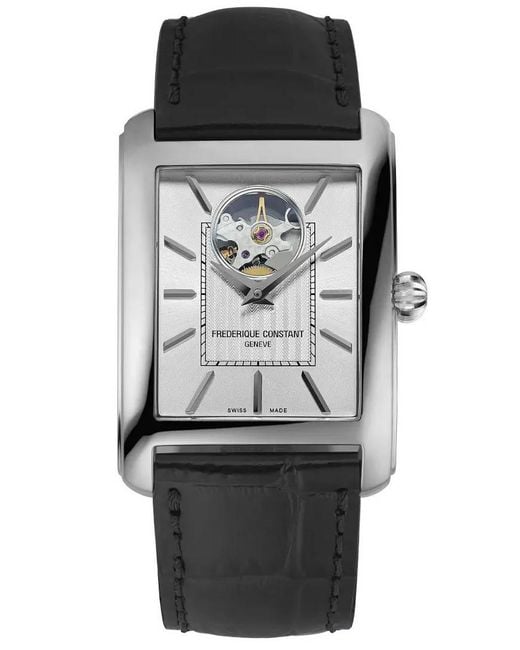 Frederique Constant Black Frédérique Carree Heart Beat Watch Fc-311S4C6 Leather for men