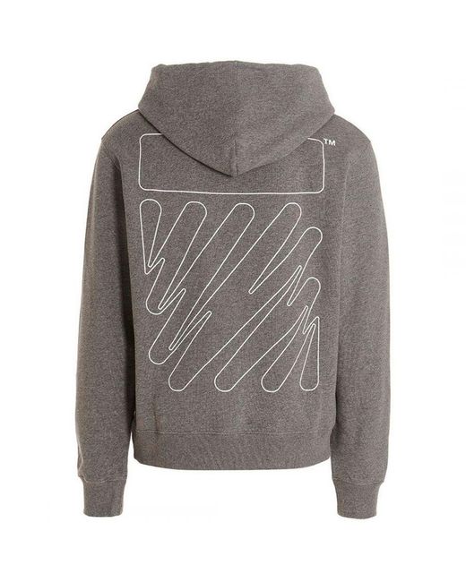 Off-White c/o Virgil Abloh Gray Wave Outline Diag Design Slim Hoodie for men