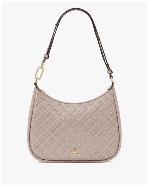 Kate Spade Gray Kayla Woven Leather Large Shoulder Bag