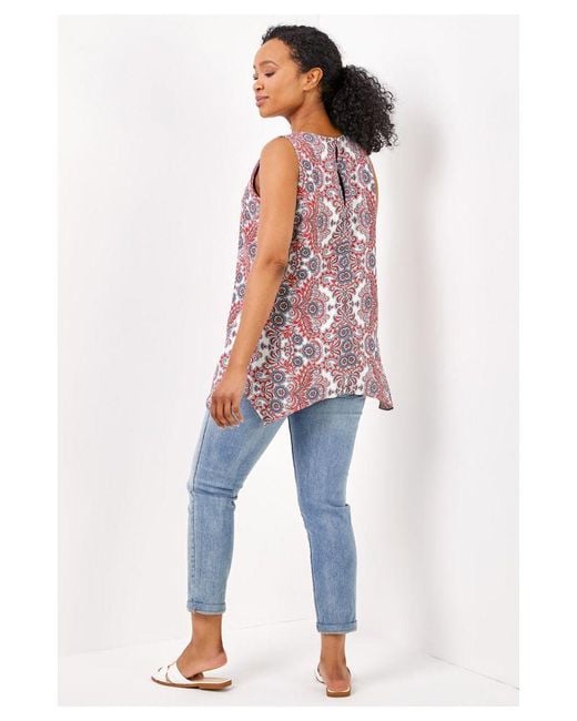 Roman Petite Red Paisley Border Print Vest Top