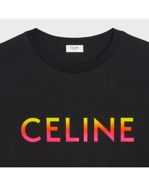 Céline Celine Los T-shirt Met Gradiënt Celine Print In Het Zwart in het Black voor heren