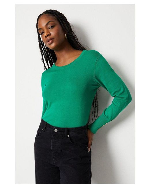 Warehouse Green Knitted Crew Neck Jumper