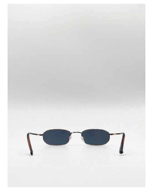 SVNX White Rectangle Metal Frame Sunglasses for men
