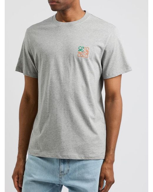 Loewe Gray Anagram Embroidered T-Shirt for men