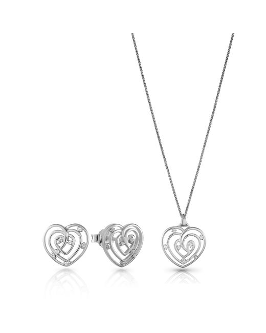Orphelia Metallic 'Euphoria' 925 Sterling Set: Chain-Pendant + Earrings