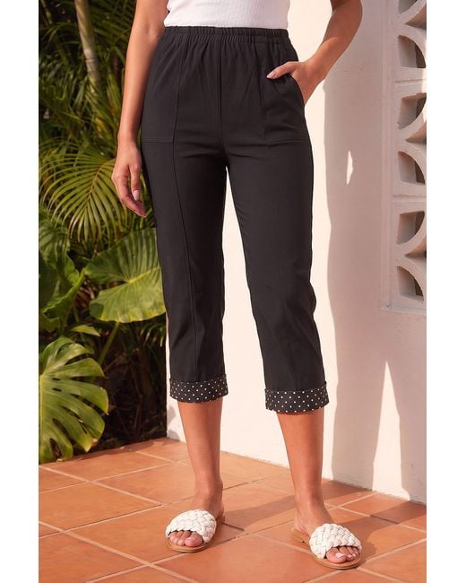 Roman Black Petite Crop Turn Up Trouser