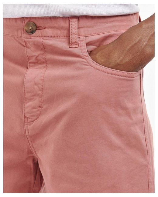 Barbour Red Overdyed Twill Shorts for men