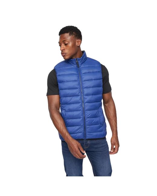 Crosshatch Blue Gattering Quilted Gilet (Royal) for men