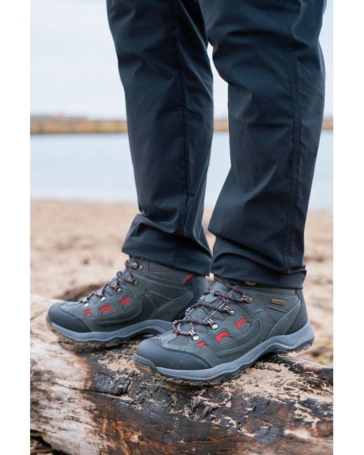 Mountain Warehouse Blue 'Adventurer' Isodry Boots Cushioned Footbed Breathable Waterproof Hiking Shoes for men