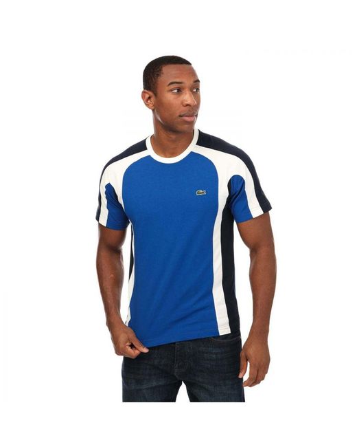 Lacoste Driekleurenblok-t-shirt Voor in het Blue voor heren