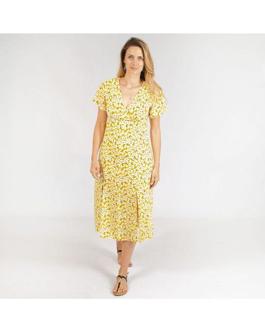 New Look Yellow Daisy Floral Summer Dress Viscose