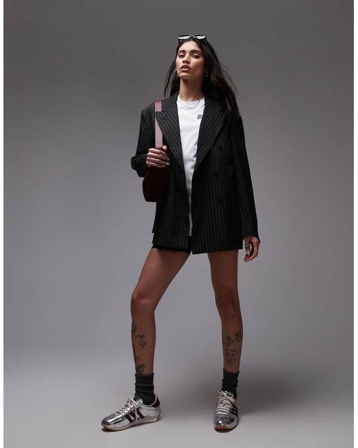 House Of Sunny Black Pinstripe Blazer
