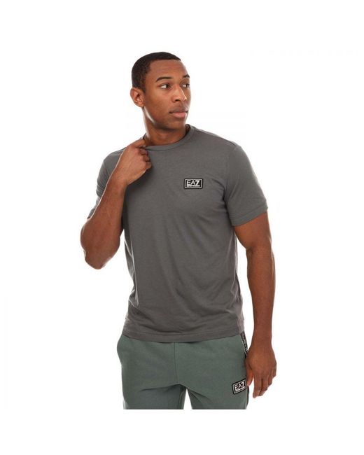 EA7 Emporio Armani Logo Serie Katoenen T-shirt In Grijs in het Gray voor heren