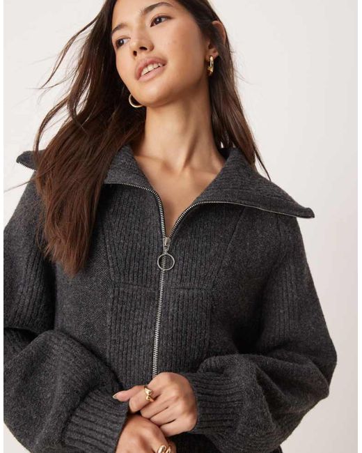 Miss Selfridge Natural Zip Detail Cable Mini Dress